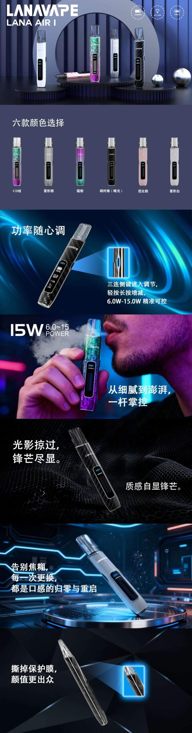 LANA AIR 鐳射款主機：支援 RELX 一代煙彈可調功率設備